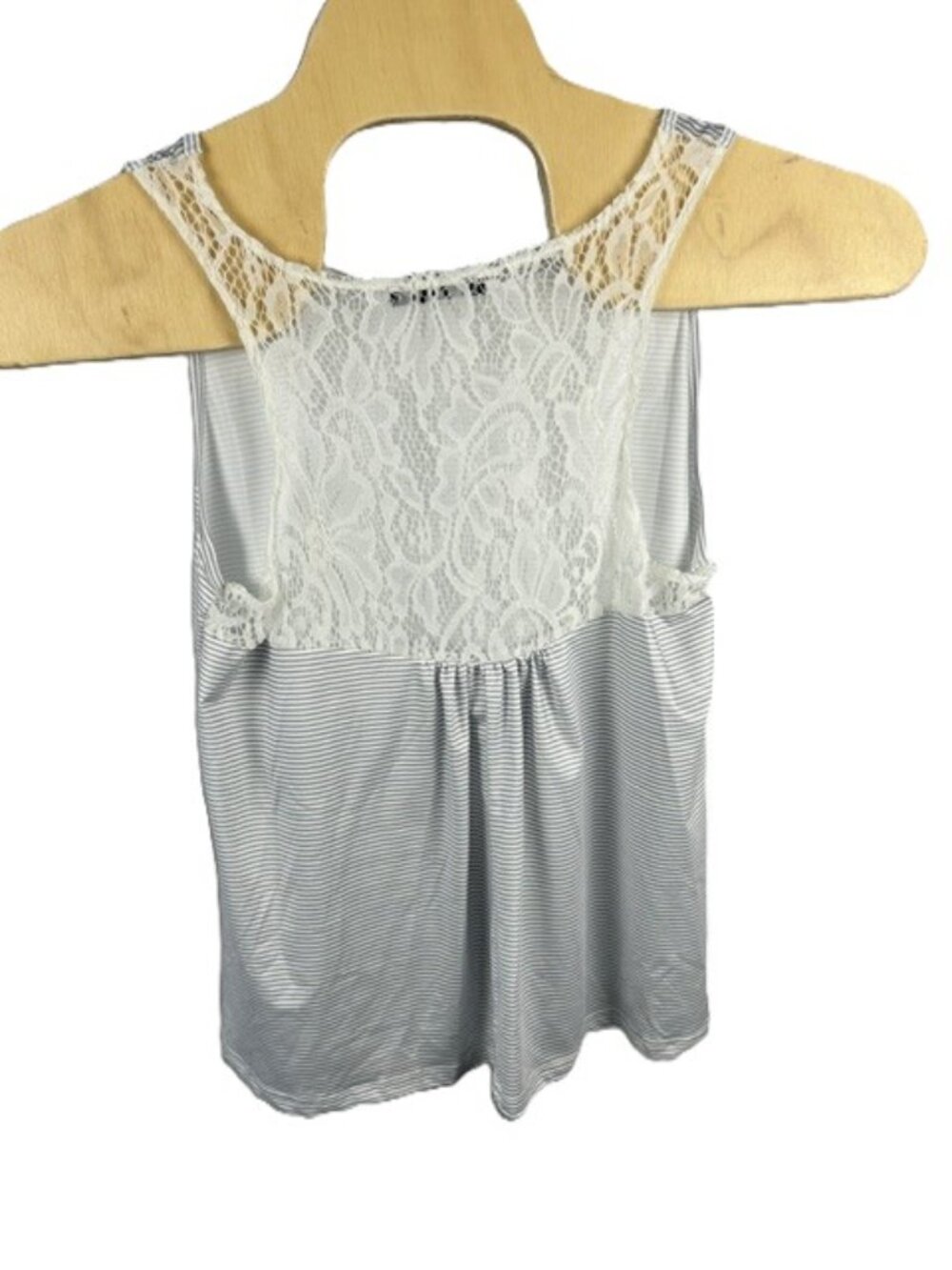 Women’s Stripe Tank Top Lace Yolk Back Size 0XL 12